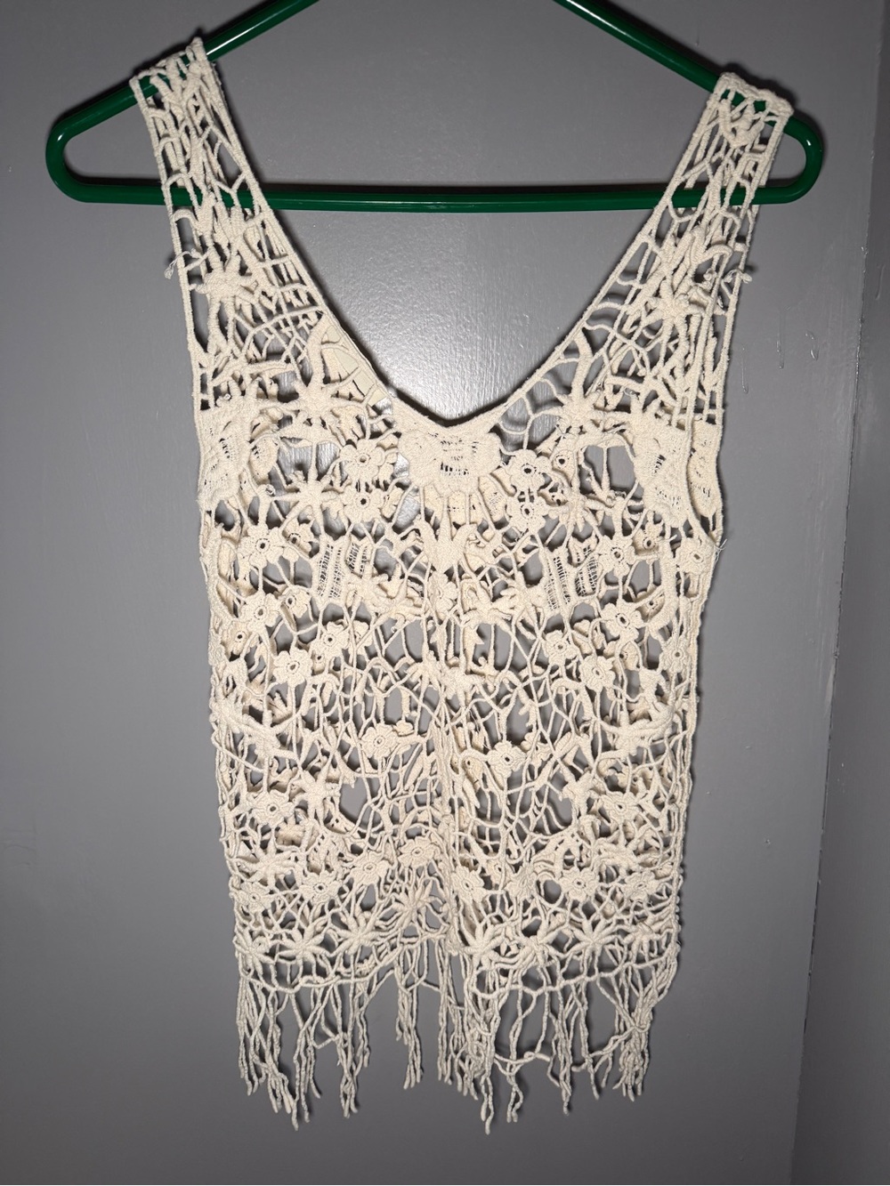 Haute Society Cream Crochet Fringe Camisole - Picture 3 of 4